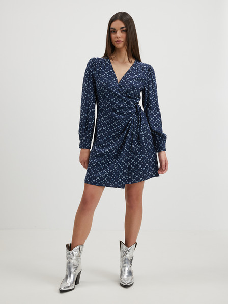 Pepe Jeans Tmavomodré dámske zavinovacie šaty Pepe Jeans