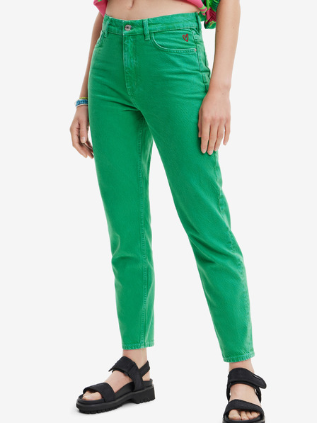 Desigual Zelené dámske džínsy rovného strihu Desigual Navel