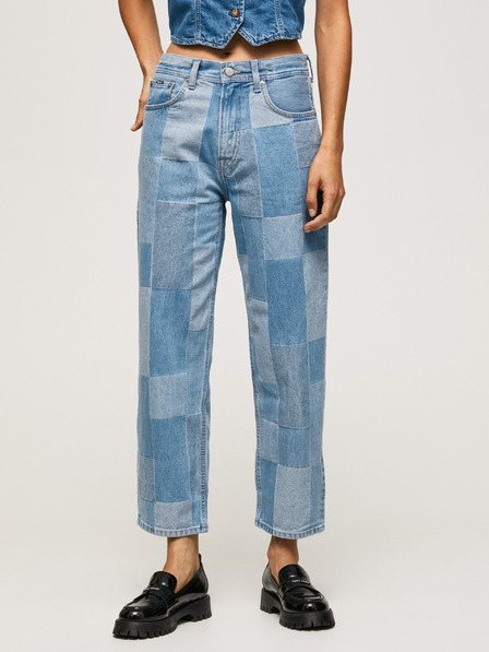 Pepe Jeans Modré dámske skrátené džínsy rovného strihu Pepe Jeans Dover Weave