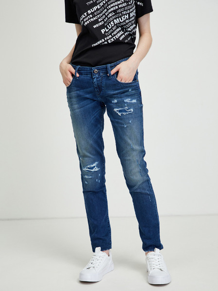 Diesel Diesel Grupee Modré dámske roztrhané džínsy slim fit strihu