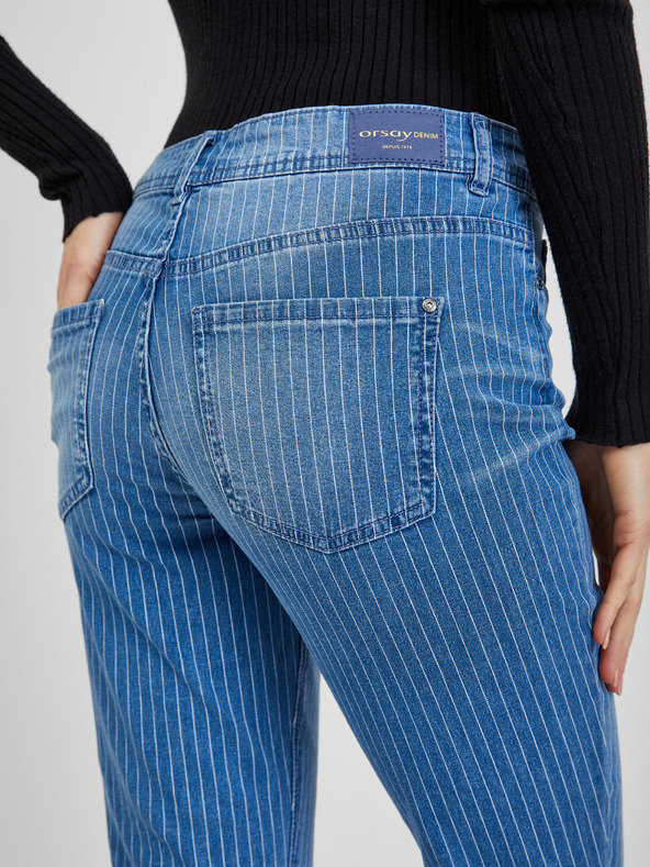 Orsay Modré dámske pruhované slim fit džínsy ORSAY
