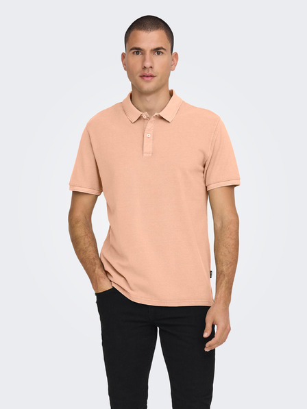 ONLY & SONS Marhuľová pánska základná polokošeľa ONLY & SONS Travis