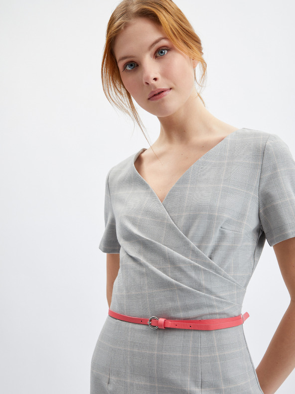 Orsay Šedé dámske kockované plášťové šaty ORSAY