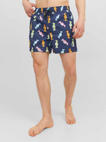 Jack & Jones Tmavomodré pánske vzorované plavky Jack & Jones Fiji
