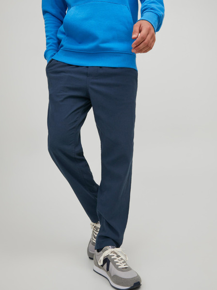 Jack & Jones Tmavomodré pánske nohavice zo zmesi ľanu Jack & Jones Stace