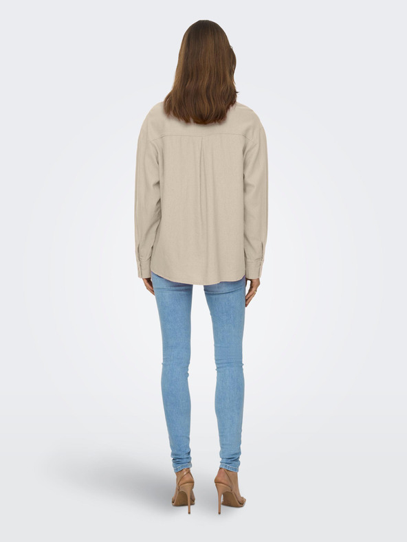 ONLY Béžová dámska ľanová košeľa ONLY Caro