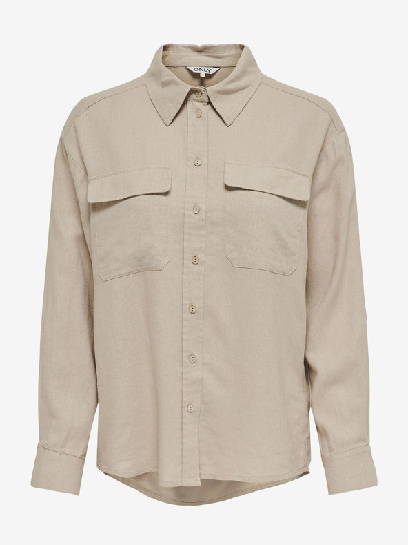 ONLY Béžová dámska ľanová košeľa ONLY Caro