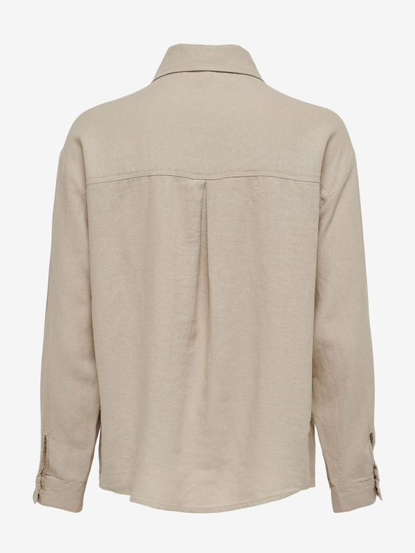 ONLY Béžová dámska ľanová košeľa ONLY Caro