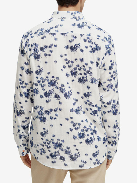 Scotch & Soda Biela pánska kvetinová košeľa Scotch & Soda