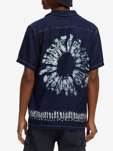 Scotch & Soda Tmavomodrá pánska džínsová batikovaná košeľa Scotch & Soda