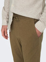 ONLY & SONS Hnedé pánske nohavice so zmesou ľanu ONLY & SONS Linus