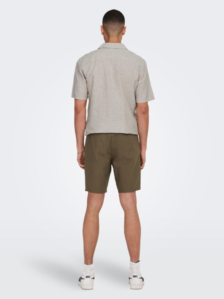 ONLY & SONS Hnedé pánske plátenné šortky ONLY & SONS Linus