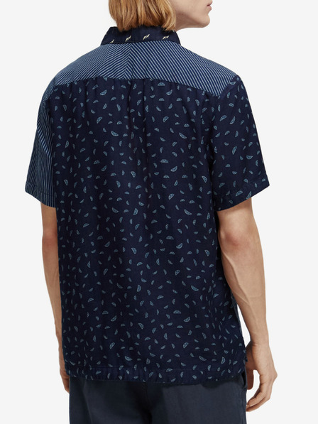 Scotch & Soda Tmavomodré pánske vzorované tričko s krátkym rukávom Scotch & Soda