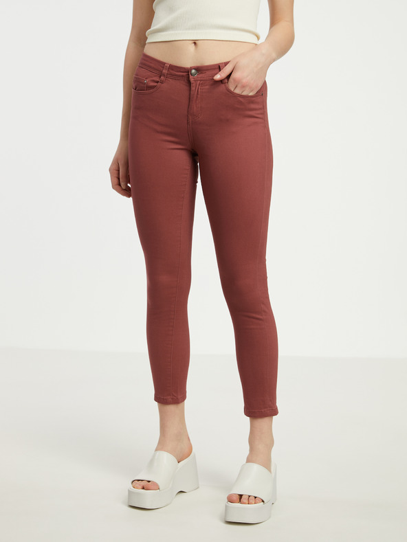 CAMAIEU Vínové dámske skinny fit džínsy CAMAIEU
