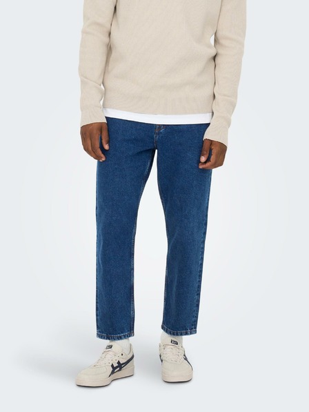 ONLY & SONS Modré pánske džínsy rovného strihu ONLY & SONS Savi