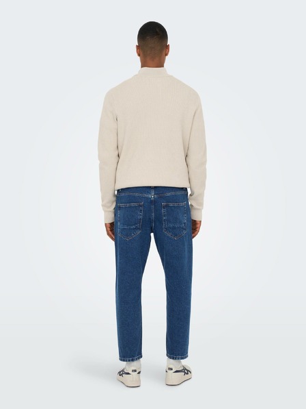 ONLY & SONS Modré pánske džínsy rovného strihu ONLY & SONS Savi