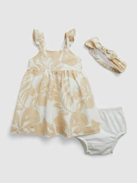 GAP Baby ľanové šaty s čelenkou GAP