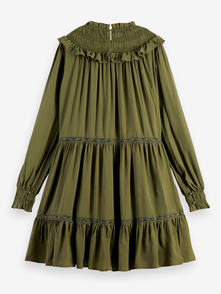 Scotch & Soda Khaki dámske šaty s volánmi Scotch & Soda