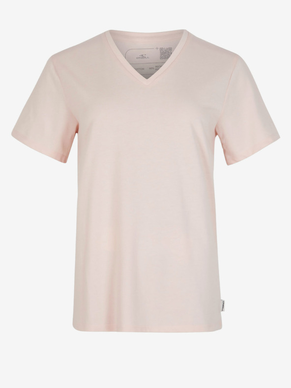 O'Neill Béžové dámske tričko O'Neill ESSENTIALS V-NECK T-SHIRT so základným výstrihom do V