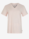 O'Neill Béžové dámske tričko O'Neill ESSENTIALS V-NECK T-SHIRT so základným výstrihom do V