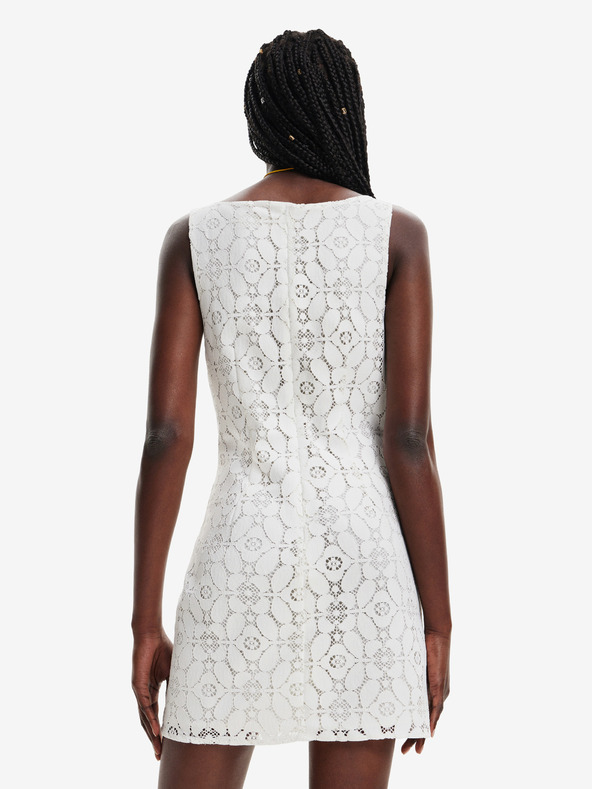 Desigual Desigual Newcastle dámske čipkované šaty krémovej farby