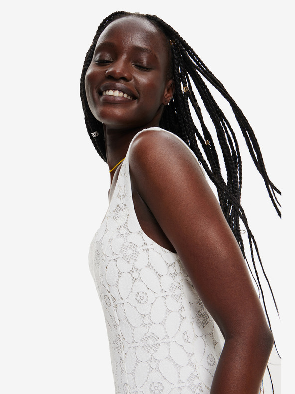 Desigual Desigual Newcastle dámske čipkované šaty krémovej farby