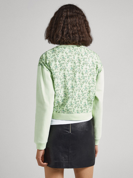 Pepe Jeans Svetlozelená dámska kvetinová mikina Pepe Jeans Alissa