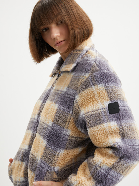 O'Neill Šedá a oranžová flísová kockovaná mikina na zips O'Neill Check