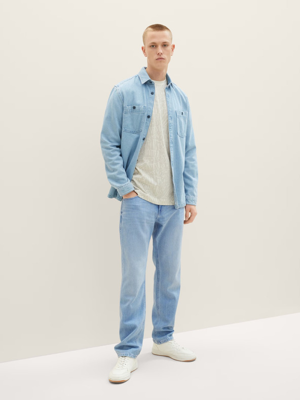 Tom Tailor Denim Krémové pánske vzorované tričko Tom Tailor Denim