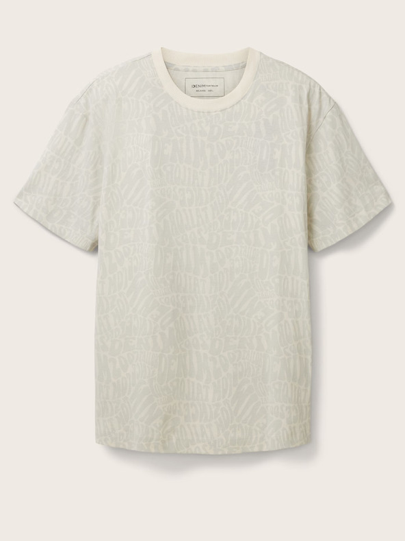 Tom Tailor Denim Krémové pánske vzorované tričko Tom Tailor Denim