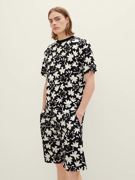 Tom Tailor Denim Bielo-čierne pánske vzorované tričko Tom Tailor Denim