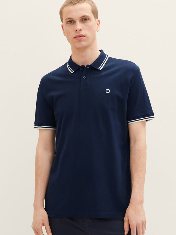 Tom Tailor Denim Tmavomodrá pánska polokošeľa Tom Tailor Denim