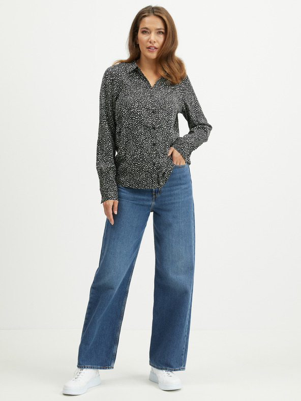 Jacqueline de Yong Čierna dámska bodkovaná košeľa JDY Caine