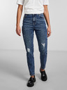 Pieces Modré dámske roztrhané džínsy Mom Fit Pieces Kesia