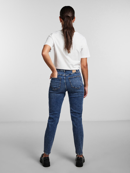 Pieces Modré dámske roztrhané džínsy Mom Fit Pieces Kesia