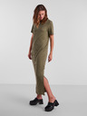Pieces Khaki dámske základné maxi šaty Pieces Kylie