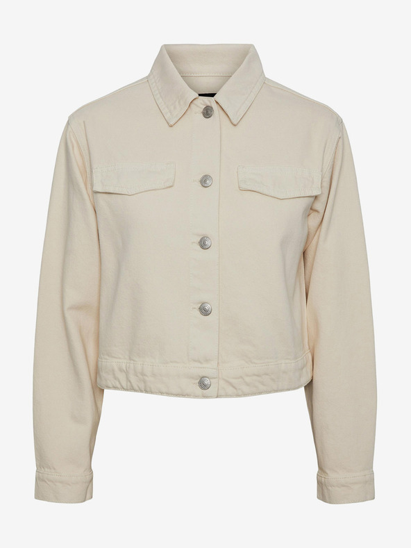 Pieces Krémová dámska džínsová bunda Pieces Tessie