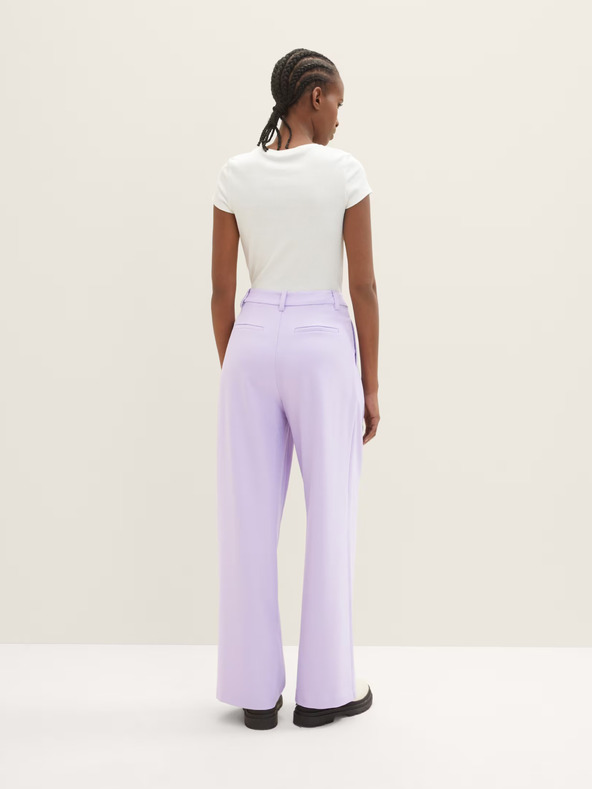 Tom Tailor Denim Svetlofialové dámske nohavice so širokými nohavicami Tom Tailor Denim