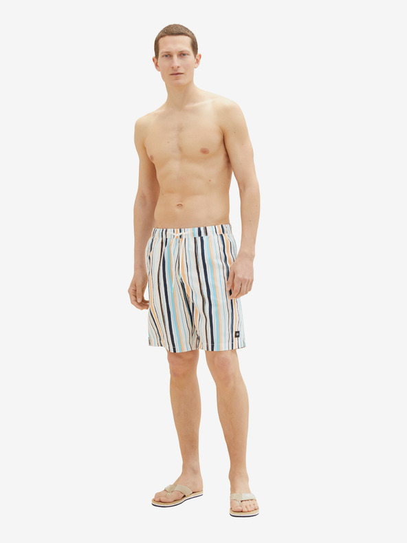 Tom Tailor Oranžovo-modré pánske pruhované plavky Tom Tailor