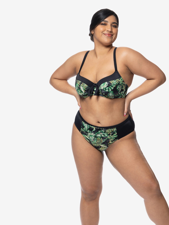 DORINA Čierno-zelený dámsky vzorovaný vrchný diel plaviek DORINA Kano