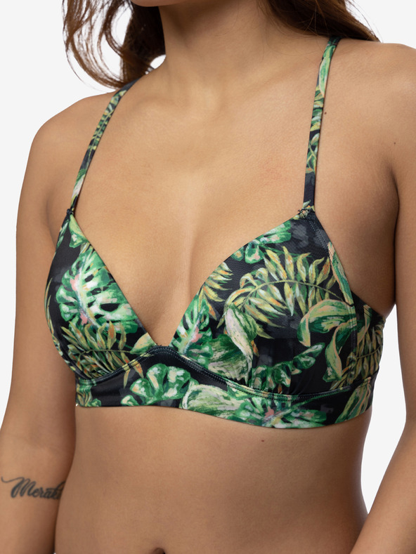 DORINA Čierno-zelený dámsky vzorovaný vrchný diel plaviek DORINA Kano