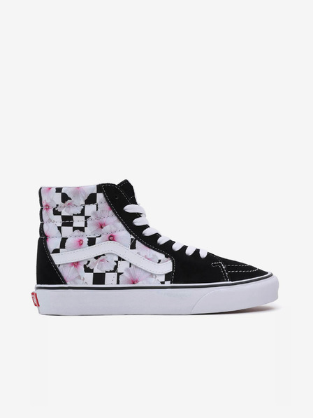 Vans Bielo-čierne dámske kvetované tenisky s koženými detailmi VANS SK8-Hi