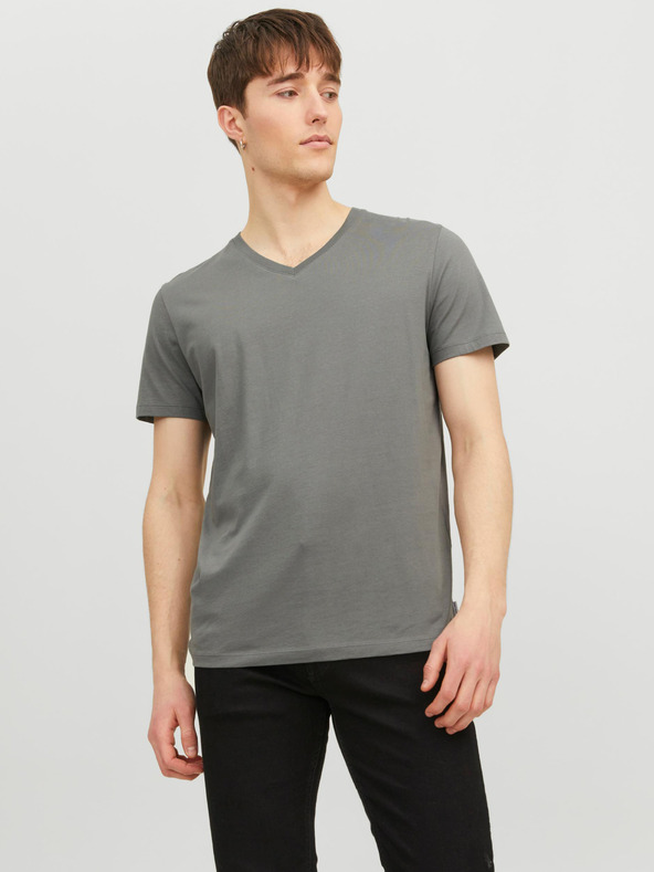 Jack & Jones Šedé pánske základné tričko Jack & Jones Organic