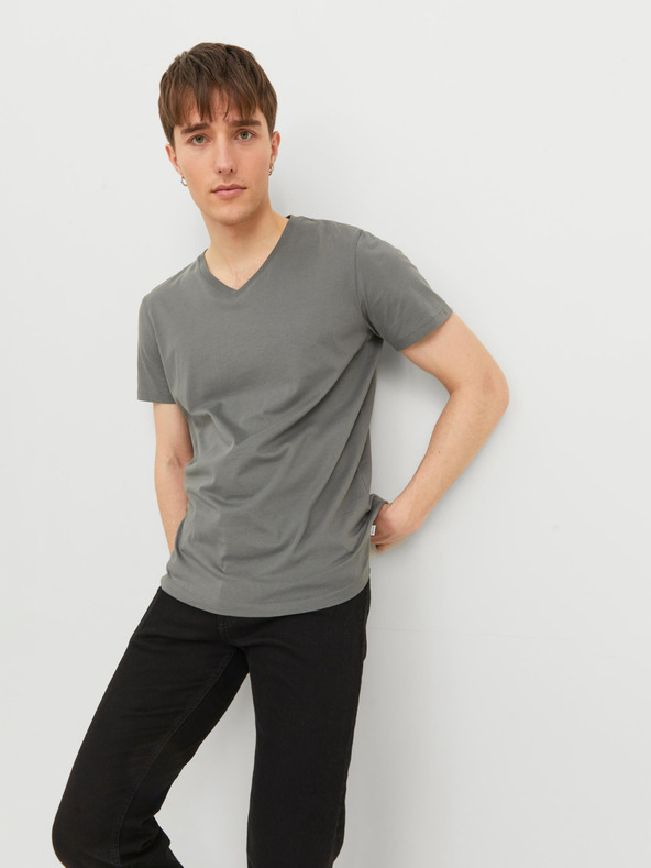 Jack & Jones Šedé pánske základné tričko Jack & Jones Organic