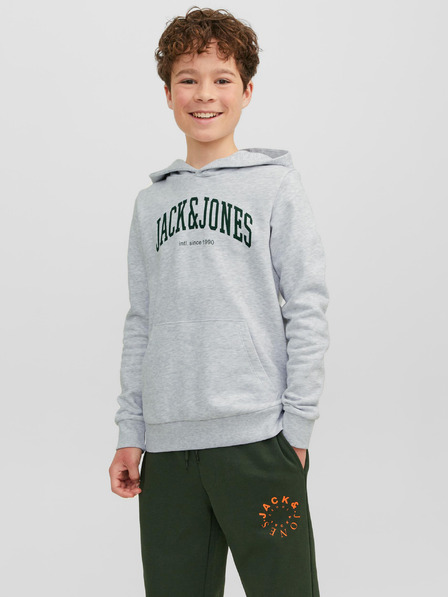 Jack & Jones Svetlošedá chlapčenská opálená mikina Jack & Jones Josh s kapucňou