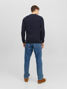 Jack & Jones Tmavomodré pánske pletené polo tričko s dlhým rukávom Jack & Jones Blaigor