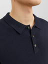 Jack & Jones Tmavomodré pánske pletené polo tričko s dlhým rukávom Jack & Jones Blaigor