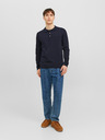 Jack & Jones Tmavomodré pánske pletené polo tričko s dlhým rukávom Jack & Jones Blaigor