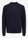Jack & Jones Tmavomodré pánske pletené polo tričko s dlhým rukávom Jack & Jones Blaigor