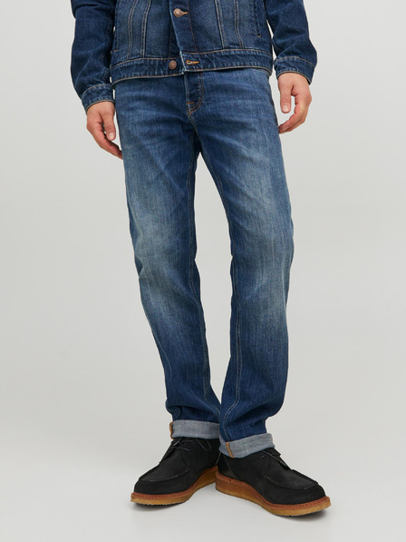 Jack & Jones Tmavomodré pánske džínsy rovného strihu Jack & Jones Mike